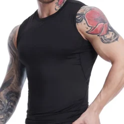 Discount OUKU Men's Tank Top Vest Top Undershirt Sleeveless Shirt Sleeveless Crew Neck Summer Plain Fashion Soak Off Muscle Outdoor Going out Gym Black White Red Top Tee for Men