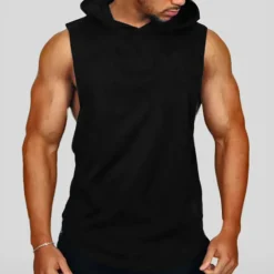 Online OUKU Men's Tank Top Vest Top Undershirt Sleeveless Hoodie Sleeveless Hooded Summer Plain Fashion Classic Casual Vacation Sport Daily Black White Red Top Tee for Men