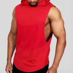 Online OUKU Men's Tank Top Vest Top Undershirt Sleeveless Hoodie Sleeveless Hooded Summer Plain Fashion Classic Casual Vacation Sport Daily Black White Red Top Tee for Men
