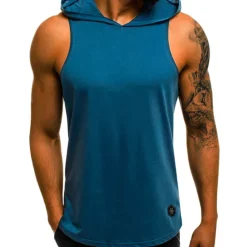 Discount OUKU Men's Tank Top Vest Top Undershirt Sleeveless Shirt Sleeveless Hooded Summer Plain Camouflage Fashion Streetwear Muscle Sports & Outdoor Athleisure Gym Black White Wine Top Tee for Men