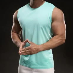 Online OUKU Men's Tank Top Vest Top Undershirt Sleeveless Shirt Sleeveless Crewneck Summer Plain Fashion Designer Vacation Street Going out White Light Green Pink Top Tee for Men