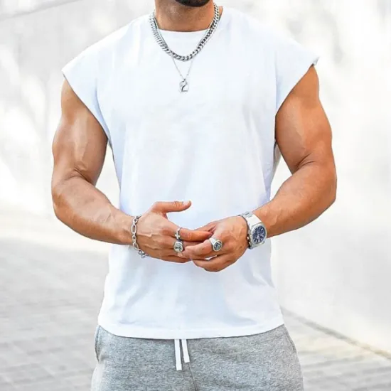 Best OUKU Men's Tank Top Vest Top Undershirt Sleeveless Shirt Sleeveless Crewneck Spring & Summer Plain Fashion Designer Vacation Street Going out Black White Red Top Tee for Men