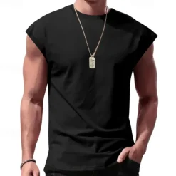 Best OUKU Men's Tank Top Vest Top Undershirt Sleeveless Shirt Sleeveless Crewneck Spring & Summer Plain Fashion Designer Vacation Street Going out Black White Red Top Tee for Men