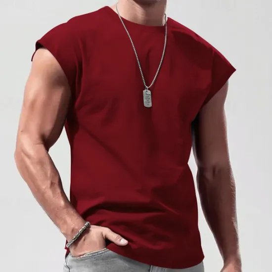 Best OUKU Men's Tank Top Vest Top Undershirt Sleeveless Shirt Sleeveless Crewneck Spring & Summer Plain Fashion Designer Vacation Street Going out Black White Red Top Tee for Men