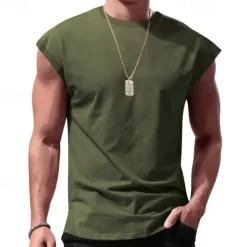 Best OUKU Men's Tank Top Vest Top Undershirt Sleeveless Shirt Sleeveless Crewneck Spring & Summer Plain Fashion Designer Vacation Street Going out Black White Red Top Tee for Men