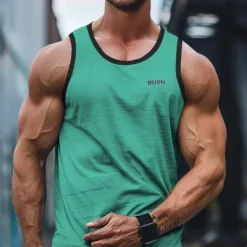 Outlet OUKU Men's Tank Top Vest Top Undershirt Sleeveless Shirt Sleeveless Crew Neck Summer Solid Color Sports Fashion Comfortable Print Street Casual Daily Black White Green Top Tee for Men