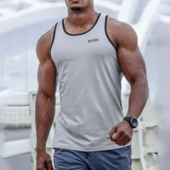 Outlet OUKU Men's Tank Top Vest Top Undershirt Sleeveless Shirt Sleeveless Crew Neck Summer Solid Color Sports Fashion Comfortable Print Street Casual Daily Black White Green Top Tee for Men