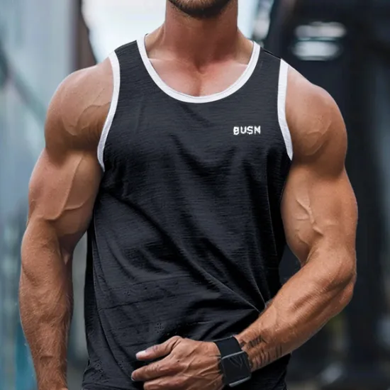 Outlet OUKU Men's Tank Top Vest Top Undershirt Sleeveless Shirt Sleeveless Crew Neck Summer Solid Color Sports Fashion Comfortable Print Street Casual Daily Black White Green Top Tee for Men