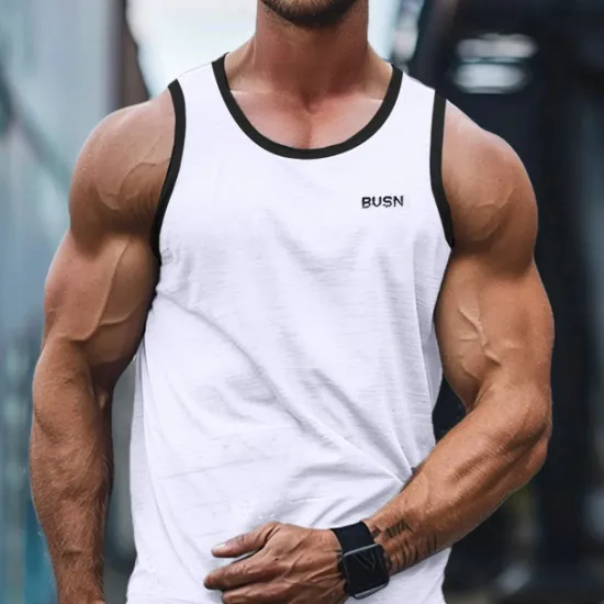 Outlet OUKU Men's Tank Top Vest Top Undershirt Sleeveless Shirt Sleeveless Crew Neck Summer Solid Color Sports Fashion Comfortable Print Street Casual Daily Black White Green Top Tee for Men