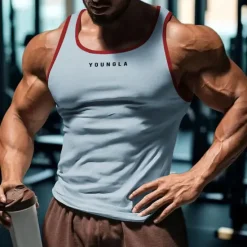 Outlet OUKU Men's Tank Top Vest Top Undershirt Sleeveless Shirt Sleeveless U Neck Summer Quotes & Sayings Fashion Designer Vacation Street Going out Black White Red Top Tee for Men
