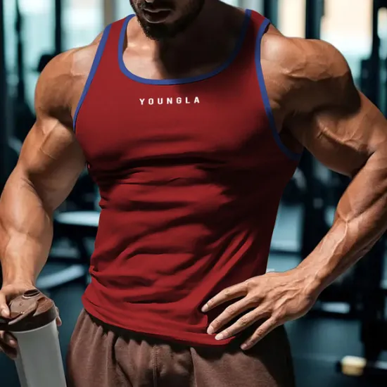 Outlet OUKU Men's Tank Top Vest Top Undershirt Sleeveless Shirt Sleeveless U Neck Summer Quotes & Sayings Fashion Designer Vacation Street Going out Black White Red Top Tee for Men