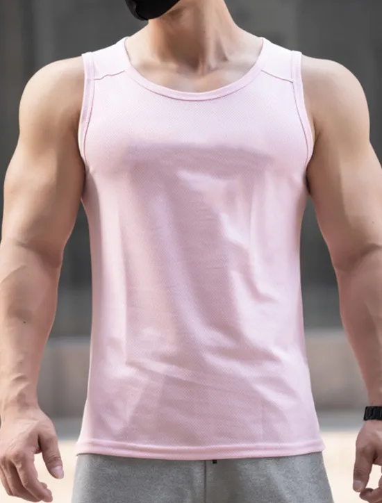 Clearance OUKU Men's Tank Top Vest Top Undershirt Sleeveless Shirt Sleeveless Crew Neck Summer Plain Fashion Sport Muscle Outdoor Going out Gym White Pink Royal Blue Top Tee for Men