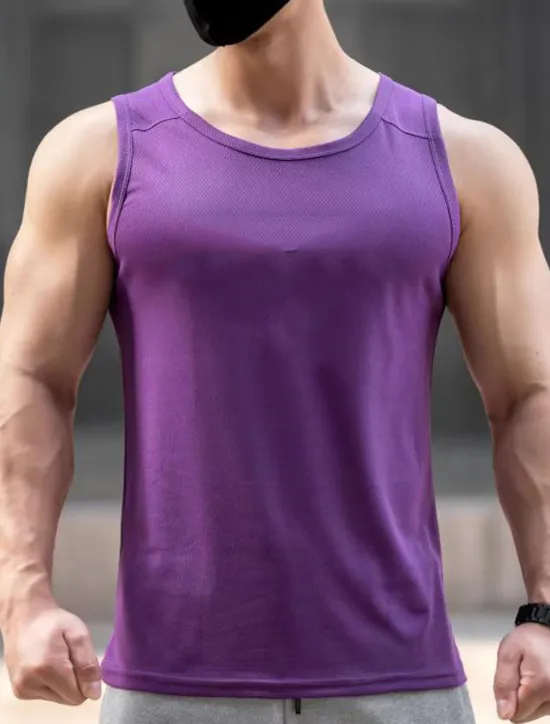 Clearance OUKU Men's Tank Top Vest Top Undershirt Sleeveless Shirt Sleeveless Crew Neck Summer Plain Fashion Sport Muscle Outdoor Going out Gym White Pink Royal Blue Top Tee for Men