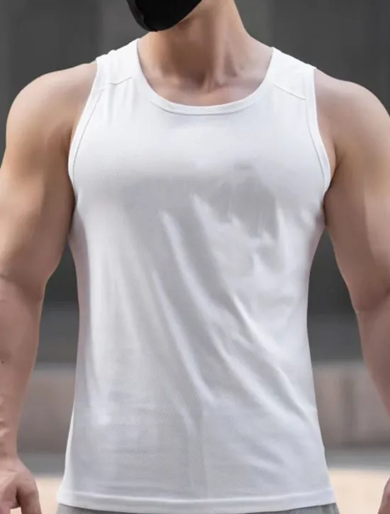 Clearance OUKU Men's Tank Top Vest Top Undershirt Sleeveless Shirt Sleeveless Crew Neck Summer Plain Fashion Sport Muscle Outdoor Going out Gym White Pink Royal Blue Top Tee for Men