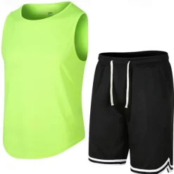 Outlet OUKU Men's Tank Top Vest Top Vest T-shirt Suits Short Sleeve Crew Neck Summer Plain Fashion Casual 2 Piece Vacation Daily Wear Going out Black White Orange Top Tee for Men