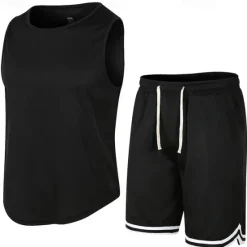 Outlet OUKU Men's Tank Top Vest Top Vest T-shirt Suits Short Sleeve Crew Neck Summer Plain Fashion Casual 2 Piece Vacation Daily Wear Going out Black White Orange Top Tee for Men