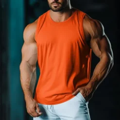 Sale OUKU Men's Tank Top Vest Undershirt Sleeveless Shirt Sleeveless Round Neck Crewneck Summer Plain Fashion Classic Casual Mesh Street Casual Sports Black White Light Green Top Tee for Men