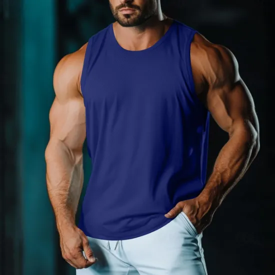 Sale OUKU Men's Tank Top Vest Undershirt Sleeveless Shirt Sleeveless Round Neck Crewneck Summer Plain Fashion Classic Casual Mesh Street Casual Sports Black White Light Green Top Tee for Men
