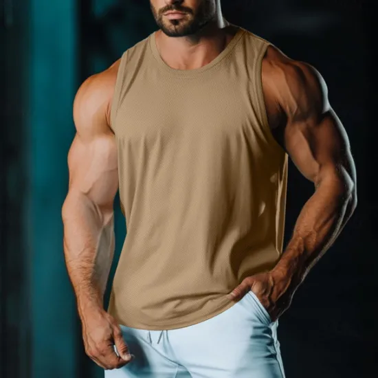 Sale OUKU Men's Tank Top Vest Undershirt Sleeveless Shirt Sleeveless Round Neck Crewneck Summer Plain Fashion Classic Casual Mesh Street Casual Sports Black White Light Green Top Tee for Men
