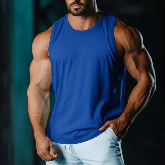 Sale OUKU Men's Tank Top Vest Undershirt Sleeveless Shirt Sleeveless Round Neck Crewneck Summer Plain Fashion Classic Casual Mesh Street Casual Sports Black White Light Green Top Tee for Men