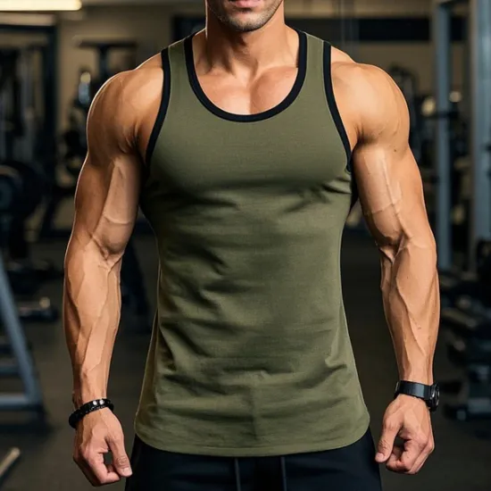 Online OUKU Men's Tank Top Vest Undershirt Sleeveless Shirt Sleeveless Round Neck Summer Solid Color Plain Athletic Color Block Street Casual Sports Black White Wine Top Tee for Men