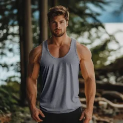 Online OUKU Men's Tank Top Vest Undershirt Sleeveless Shirt Sleeveless Crewneck Summer Plain Fashion Classic Comfortable U Neck Street Casual Sports Red Blue Green Top Tee for Men
