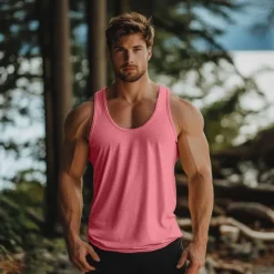Online OUKU Men's Tank Top Vest Undershirt Sleeveless Shirt Sleeveless Crewneck Summer Plain Fashion Classic Comfortable U Neck Street Casual Sports Red Blue Green Top Tee for Men