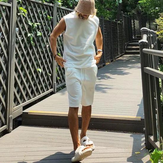 OUKU Men's Tank T-shirt Suits 2 Pieces Outfits Tee & Shorts Sleeveless Crew Neck Summer Plain Fashion Casual 2 Piece Vacation Daily Wear Going out Black White Top Tee for Men