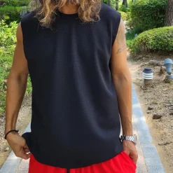 OUKU Men's Tank T-shirt Suits 2 Pieces Outfits Tee & Shorts Sleeveless Crew Neck Summer Plain Fashion Casual 2 Piece Vacation Daily Wear Going out Black White Top Tee for Men