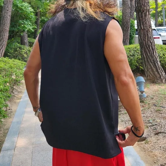 OUKU Men's Tank T-shirt Suits 2 Pieces Outfits Tee & Shorts Sleeveless Crew Neck Summer Plain Fashion Casual 2 Piece Vacation Daily Wear Going out Black White Top Tee for Men