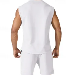 OUKU Men's Tank T-shirt Suits Undershirt 2 Pieces Outfits Short Sleeve Crewneck Summer Plain Fashion Casual 2 Piece Vacation Daily Wear Going out Black White Red Top Tee for Men