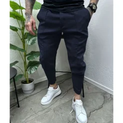 Outlet OUKU Men's Tapered pants Trousers Casual Pants Pocket Drawstring Elastic Waist Plain Comfort Sports Outdoor Daily Fashion Casual ArmyGreen Black Micro-elastic