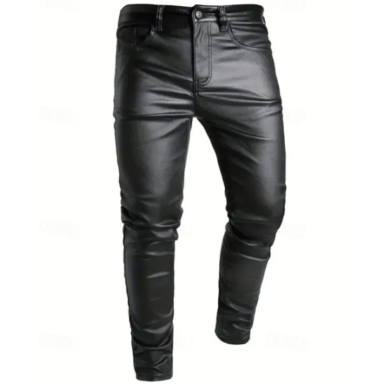 OUKU Men's Tapered pants Trousers Lederhosen Buttons Pocket Plain Comfort Outdoor Daily Fashion Casual Micro-elastic Black