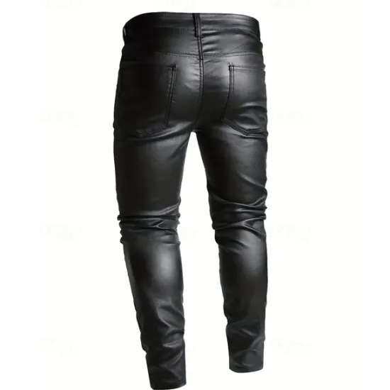 OUKU Men's Tapered pants Trousers Lederhosen Buttons Pocket Plain Comfort Outdoor Daily Fashion Casual Micro-elastic Black