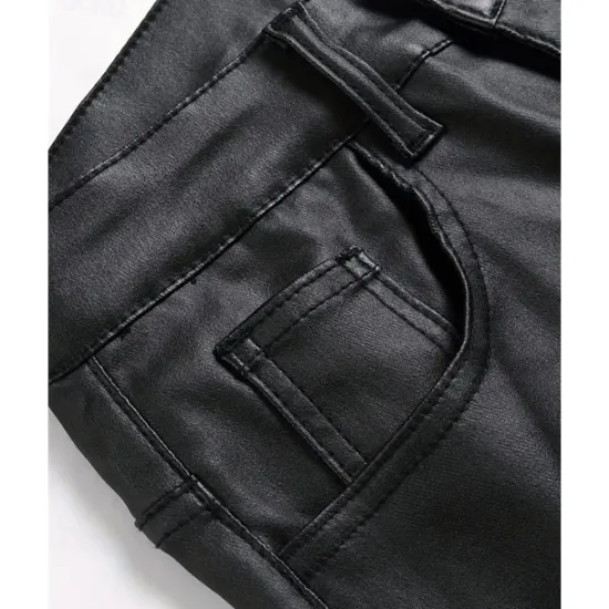 OUKU Men's Tapered pants Trousers Lederhosen Buttons Pocket Plain Comfort Outdoor Daily Fashion Casual Micro-elastic Black
