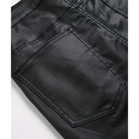 OUKU Men's Tapered pants Trousers Lederhosen Buttons Pocket Plain Comfort Outdoor Daily Fashion Casual Micro-elastic Black