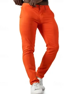 OUKU Men's Tape pants Trousers Chinos Buttons Pocket Plain Comfort Outdoor Daily Fashion Classic Style Blue Micro-elastic Red