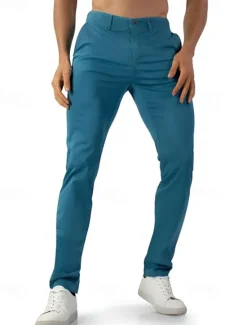OUKU Men's Tape pants Trousers Chinos Buttons Pocket Plain Comfort Outdoor Daily Fashion Classic Style Blue Micro-elastic Red
