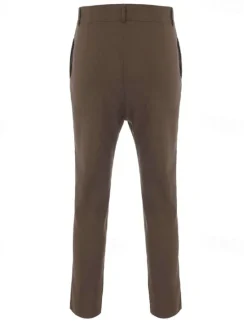 Online OUKU Men's Tapered pants Trousers Chinos Buttons Pocket Solid Color Comfort Outdoor Work Daily Fashion Classic Style Micro-elastic Coffee