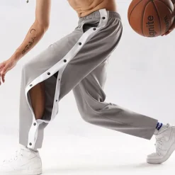 Outlet OUKU Men's Tear Away Basketball Pants Sweatpants High Split Snap Button Casual Post-Surgery with Pockets