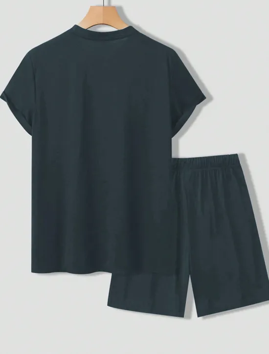 OUKU Men's Tee & Drawstring Waist Shorts 2 Pieces Outfits Short Sleeve Crewneck Summer Color Block Striped Fashion Sport Casual 2 Piece Vacation Casual Daily Wear Black Wine Green Top Tee for Men