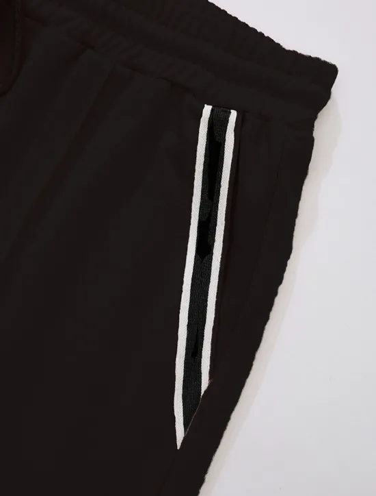 New OUKU Men's Tee & Drawstring Waist Shorts 2 Pieces Outfits Short Sleeves Crewneck Summer Striped Fashion Sport Casual 2 Piece Striped Trim Vacation Daily Wear Activewear Black Pink Khaki Top Tee for Men