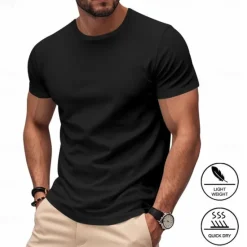 Clearance OUKU Men's Tee Short Sleeve Shirt Tee Top Short Sleeve Crewneck Spring & Fall Solid / Plain Color Fashion Designer Quick Dry Vacation Street Going out Black White Red Top Tee for Men