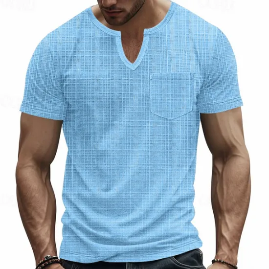 Clearance OUKU Men's Tee Short Sleeve Shirt Tee Top Short Sleeve V Neck Spring & Fall Plain Fashion Designer Sexy Vacation Street Going out Navy Black White Top Tee for Men