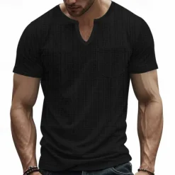 Clearance OUKU Men's Tee Short Sleeve Shirt Tee Top Short Sleeve V Neck Spring & Fall Plain Fashion Designer Sexy Vacation Street Going out Navy Black White Top Tee for Men
