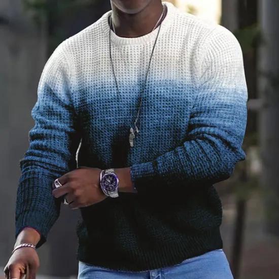 Best OUKU Men's Tee Waffle T Shirt Long Sleeve Shirt Long Sleeve Crew Neck Spring & Fall Graphic Color Block Fashion Designer Comfortable Print Outdoor Casual Daily Black Red Blue Top Tee for Men
