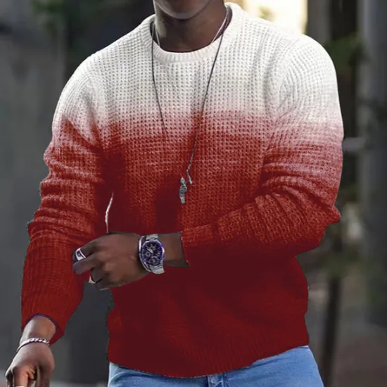 Best OUKU Men's Tee Waffle T Shirt Long Sleeve Shirt Long Sleeve Crew Neck Spring & Fall Graphic Color Block Fashion Designer Comfortable Print Outdoor Casual Daily Black Red Blue Top Tee for Men