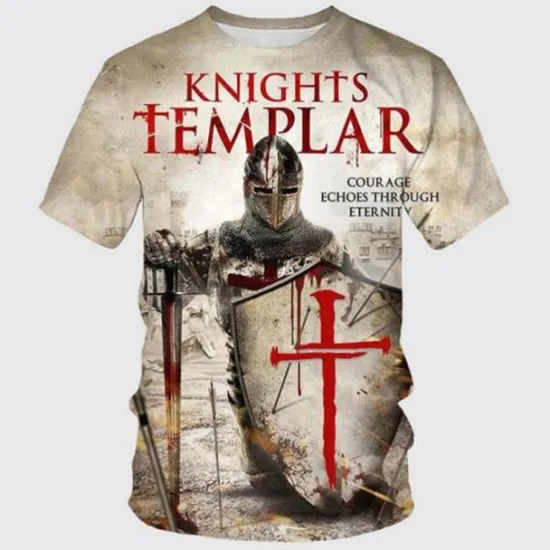 Discount OUKU Men's Templar Cross Graphic Prints Soldier T Shirt Christian T Shirts Short Sleeve T shirt 3D Print Crew Neck Shirt Vintage Sports Designer Outdoor Street Daily Black / Gray Black+Black Black Summer
