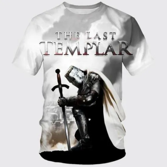 Discount OUKU Men's Templar Cross Graphic Prints Soldier T Shirt Christian T Shirts Short Sleeve T shirt 3D Print Crew Neck Shirt Vintage Sports Designer Outdoor Street Daily Black / Gray Black+Black Black Summer