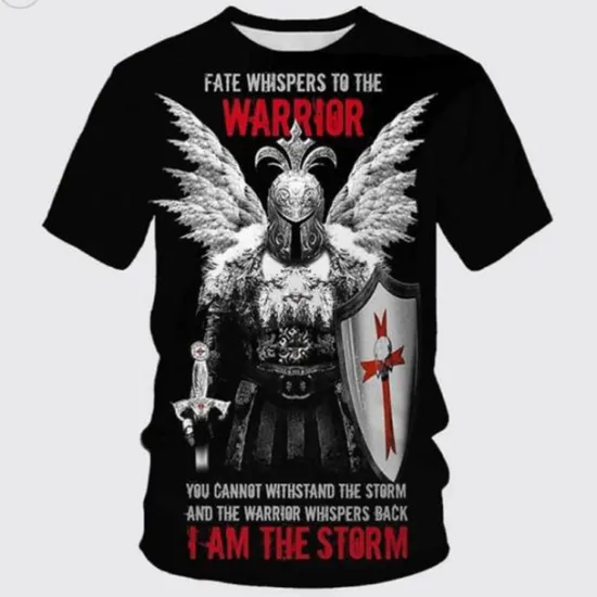 Discount OUKU Men's Templar Cross Graphic Prints Soldier T Shirt Christian T Shirts Short Sleeve T shirt 3D Print Crew Neck Shirt Vintage Sports Designer Outdoor Street Daily Black / Gray Black+Black Black Summer